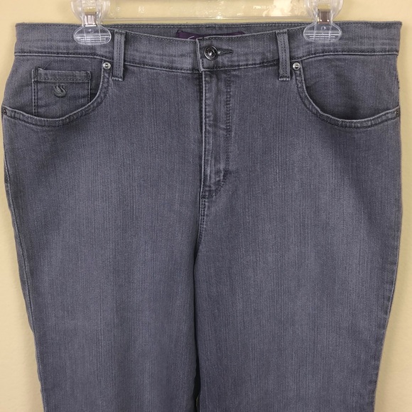 Gloria Vanderbilt Gray High Rise Amanda Style Jeans - Size 16 Petite - Picture 2 of 14